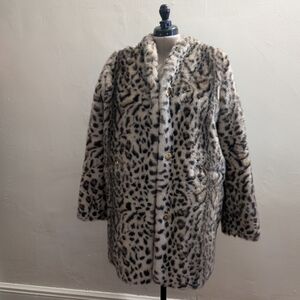 Leopard Print Faux Fur Coat